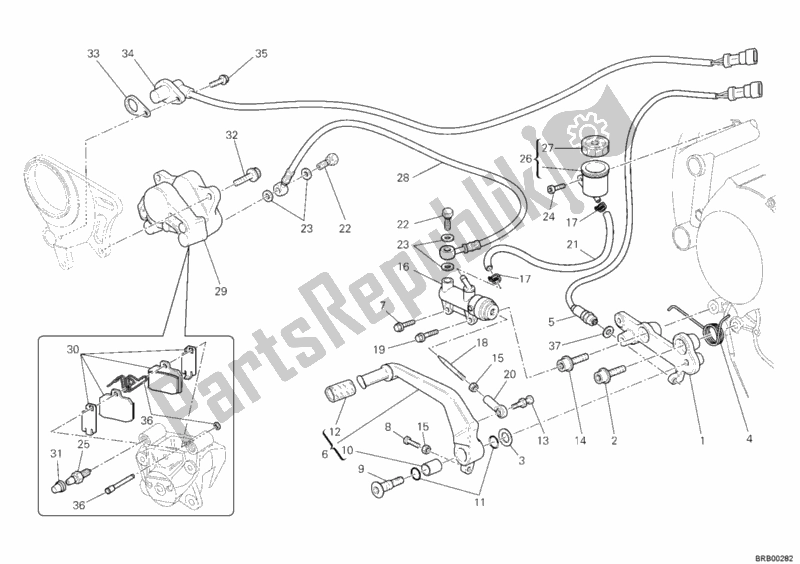 Wszystkie części do Tylny Uk? Ad Hamulcowy Ducati Superbike 848 USA 2009